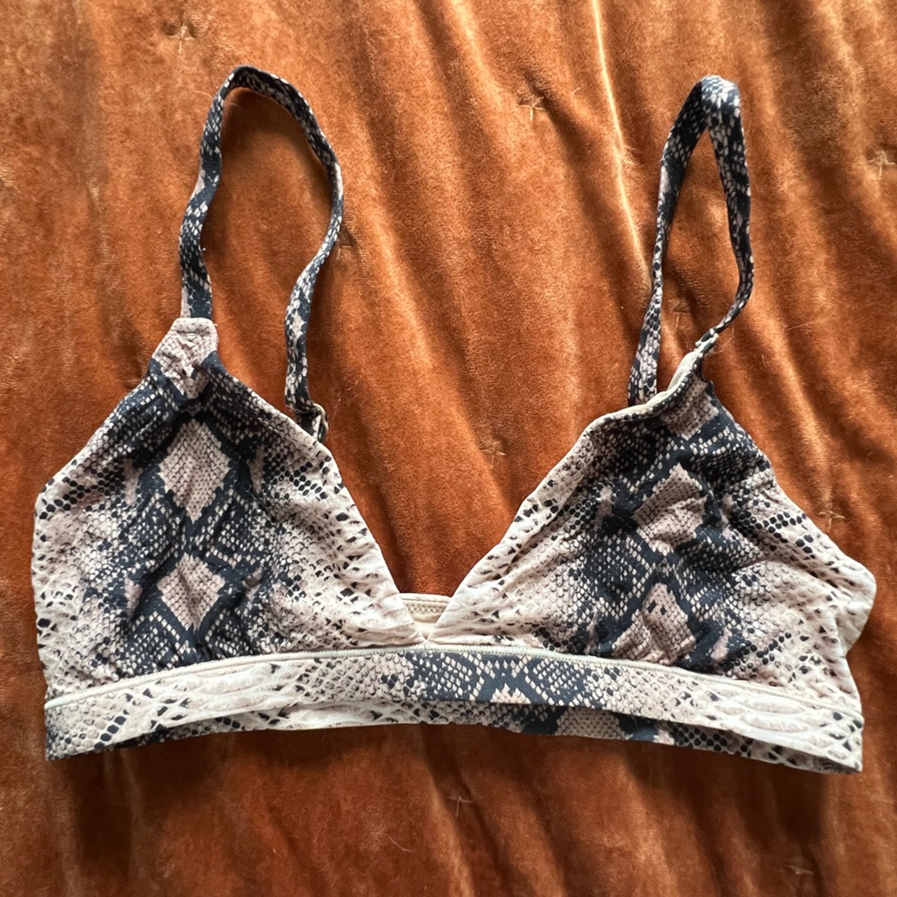 SKIMS Beige and Black Snakeskin Bralette